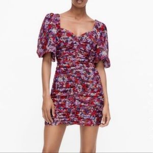Zara draped floral mini dress